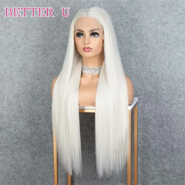 Long White Hair Wig Platinum Blonde 13x4 Lace Front Wig