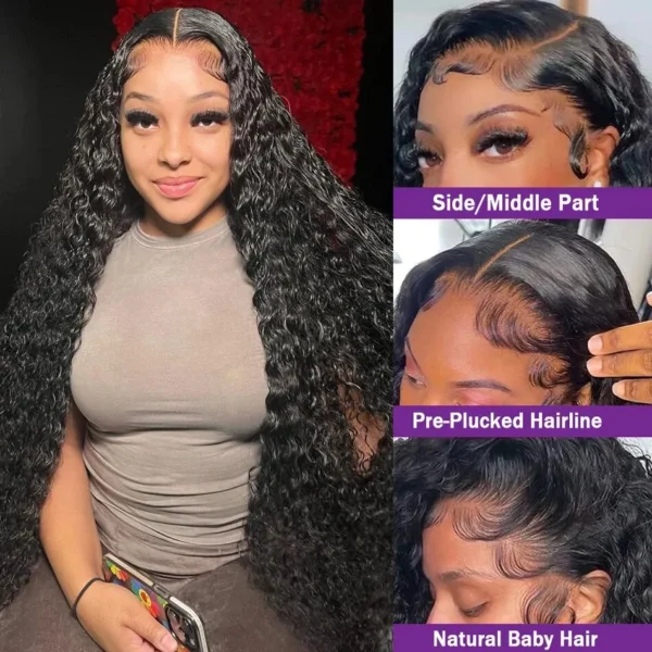 Water Wave 13x6 HD Lace Front Wig, 30 Inch Curly Remy Hair for Black Women - Image 2