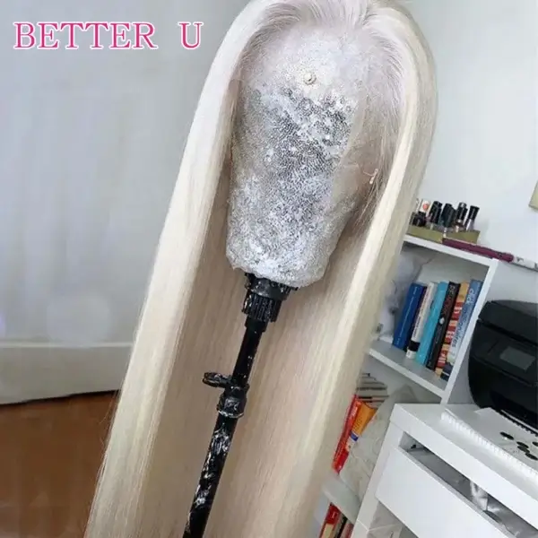 Long White Hair Wig Platinum Blonde 13x4 Lace Front Wig - Image 2