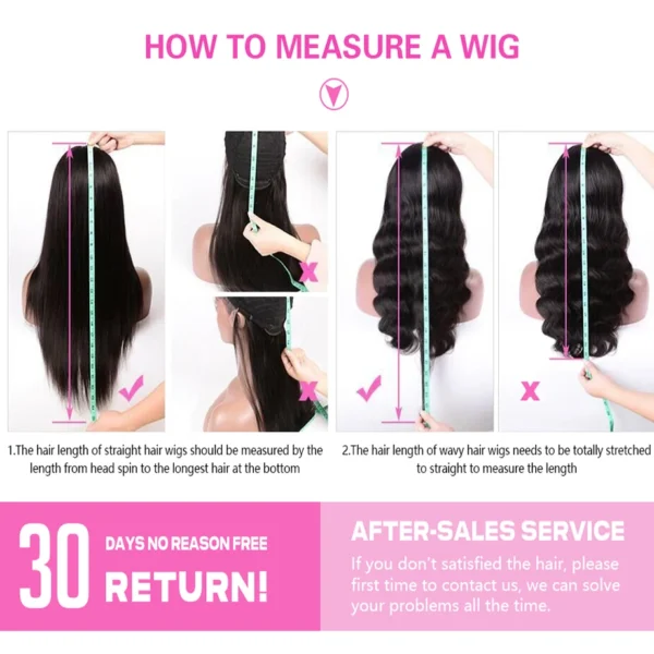 Long Black Hair Wig 360 Lace Front Pre-Plucked Brazilian Straight - Image 5