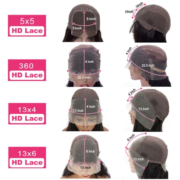Long Black Hair Wig Kinky Straight HD Lace Front Glueless - Image 4