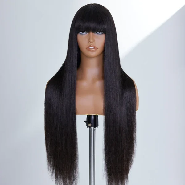 Long Wigs, Peruvian Straight Human Hair Wig With Bangs, Remy - Image 2
