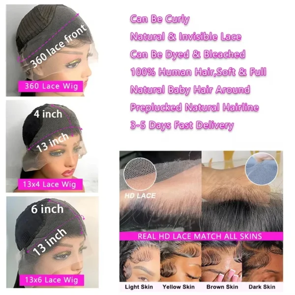 Long Wigs 13x4 Lace Frontal Brazilian Human Hair Smooth - Image 2