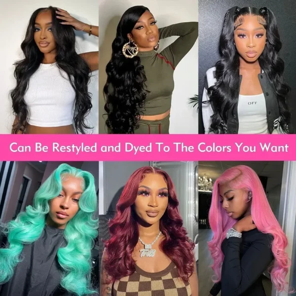 Long Black Hair Wig Body Wave HD Lace Frontal Pre Plucked - Image 4