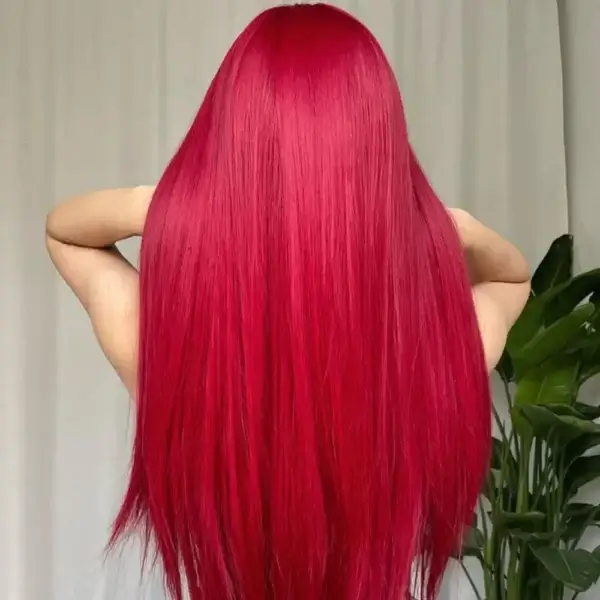 Long Red Hair Wig Synthetic Straight for Cosplay Party - Image 2