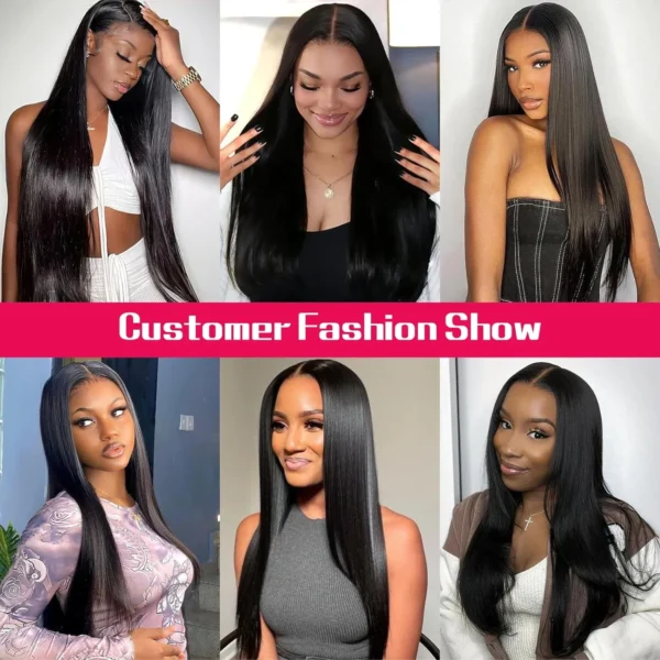 Long Black Hair Wig Glueless HD Lace Pre-Plucked Straight Human Hair - Image 5