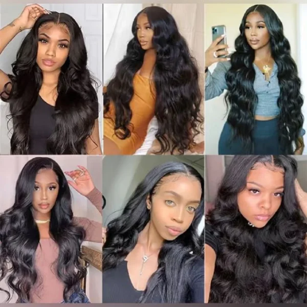 Long Black Hair Wig Body Wave 13x6 HD Lace Frontal Wig - Image 8