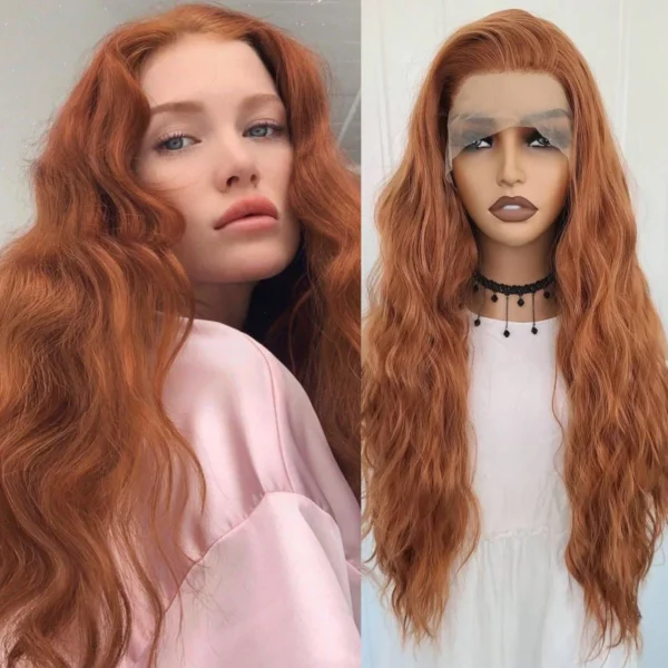 Long Ginger Hair Wig 13X4 Ginger Orange Curly Lace Front