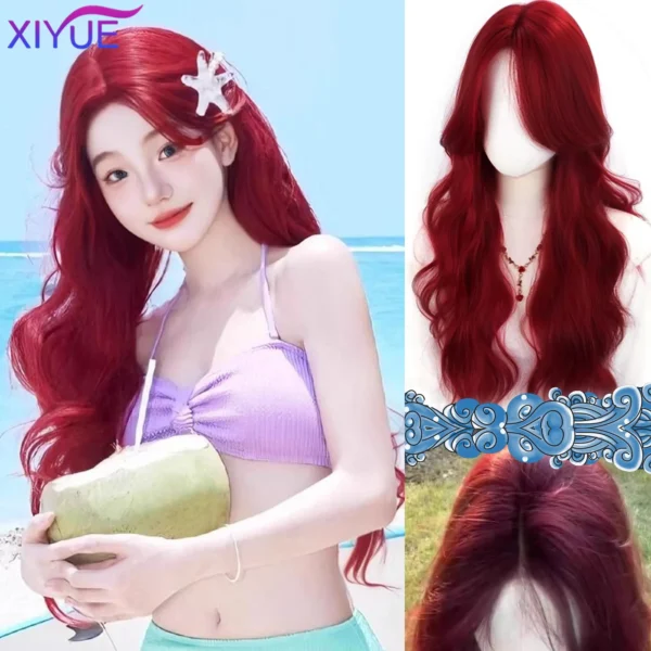 Long Red Hair Wig Xiyue Red Synthetic Body Wavy Natural