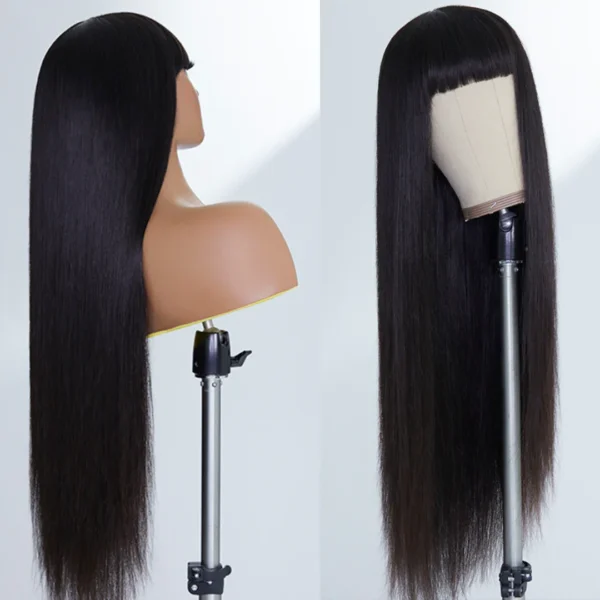 Long Wigs, Peruvian Straight Human Hair Wig With Bangs, Remy - Image 4
