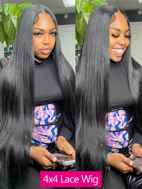 Long Black Hair Wig 360 Lace Front Pre-Plucked Brazilian Straight - Image 2