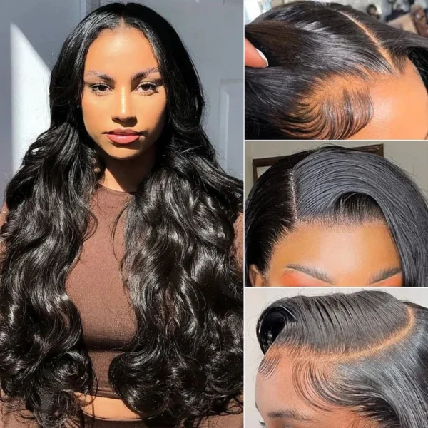 Long Black Hair Wig Body Wave 13x4 HD Lace Front Human Hair Wig - Image 2