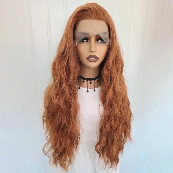 Long Ginger Hair Wig 13X4 Ginger Orange Curly Lace Front - Image 3