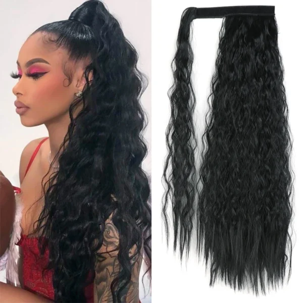 Long Wigs 22 Inch Corn Wave Heat Resistant Ponytail Extension