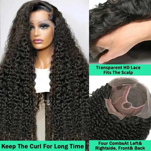 Long Black Hair Wig 30-40 Inch Curly Deep Wave HD Lace Frontal - Image 5