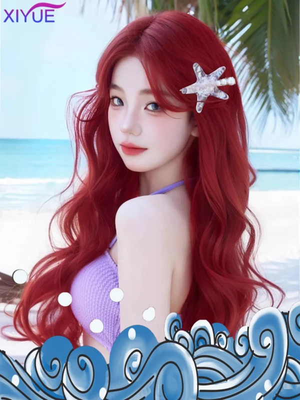 Long Red Hair Wig Xiyue Red Synthetic Body Wavy Natural - Image 5