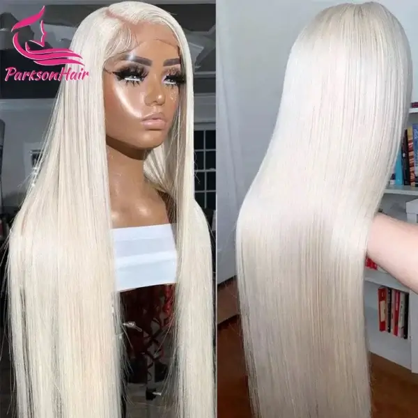 Long White Hair Wig 13X6 Transparent Lace Front For Women