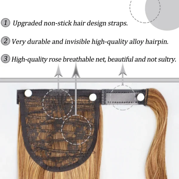 Long Wigs, Synthetic Ponytail Clip-In, Straight Hair For Women - Image 2