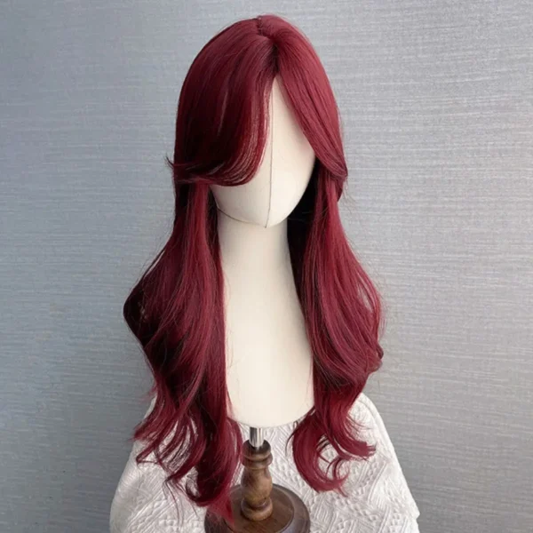 Long Red Hair Wig Anxin Fashionable Wine Red Long Wavy - Image 3