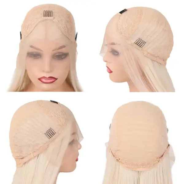 Long White Hair Wig Light Silver Lace Front Silky Synthetic - Image 2