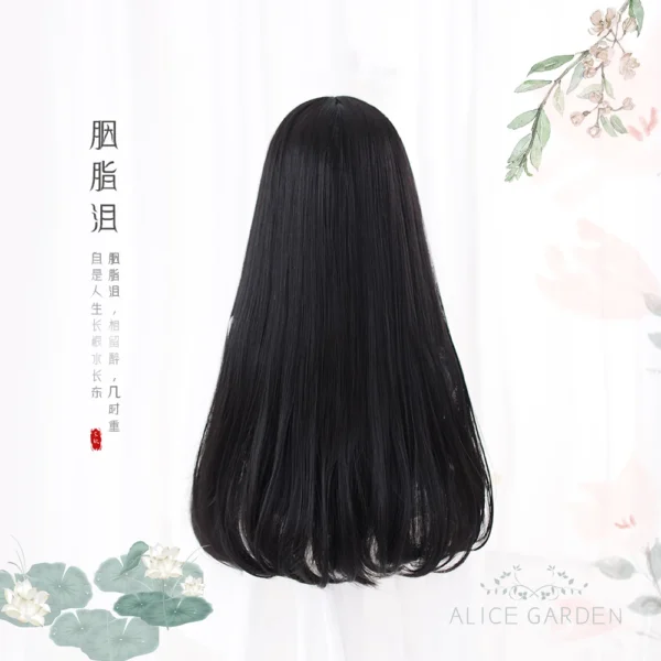 Long Black Hair Wig Straight Synthetic With Bangs Heat Resistant - Image 6