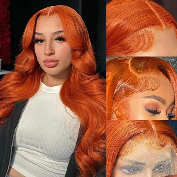Long Ginger Hair Wig Ginger Orange 13x6 Lace Front Wave