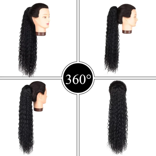 Long Wigs Synthetic Afro Drawstring Ponytail 22 Inch Curly Wave - Image 7
