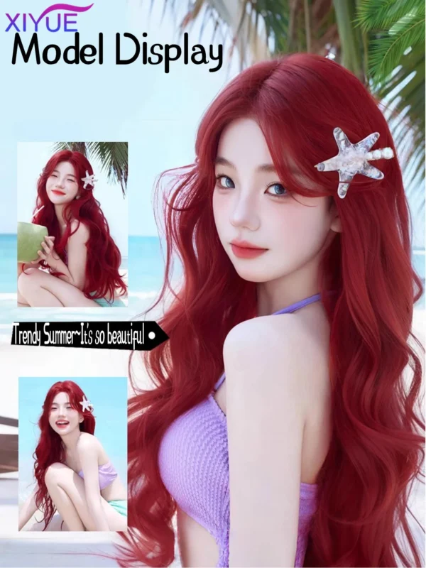 Long Red Hair Wig Xiyue Red Synthetic Body Wavy Natural - Image 6